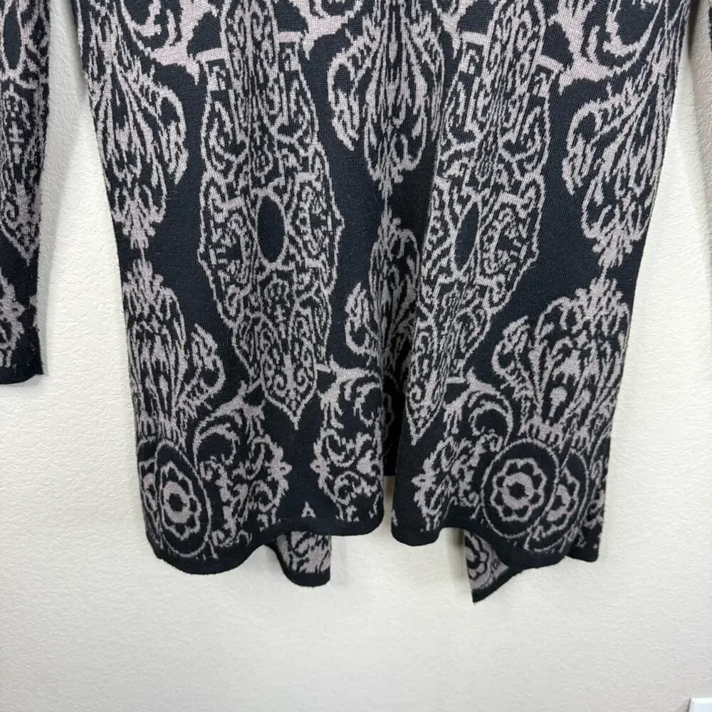 Soft Surroundings Filigree Open Front Tan Black Cardigan Size Large